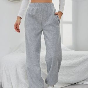 Solid Elastic Waist Slant Pocket Sweatpants